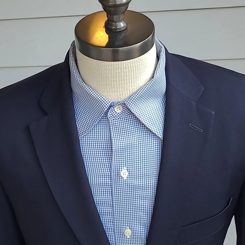 HUGO BOSS Pasolini/Movie US Dark Navy Solid Virgin Wool Sz 40‎ R Sport Coat